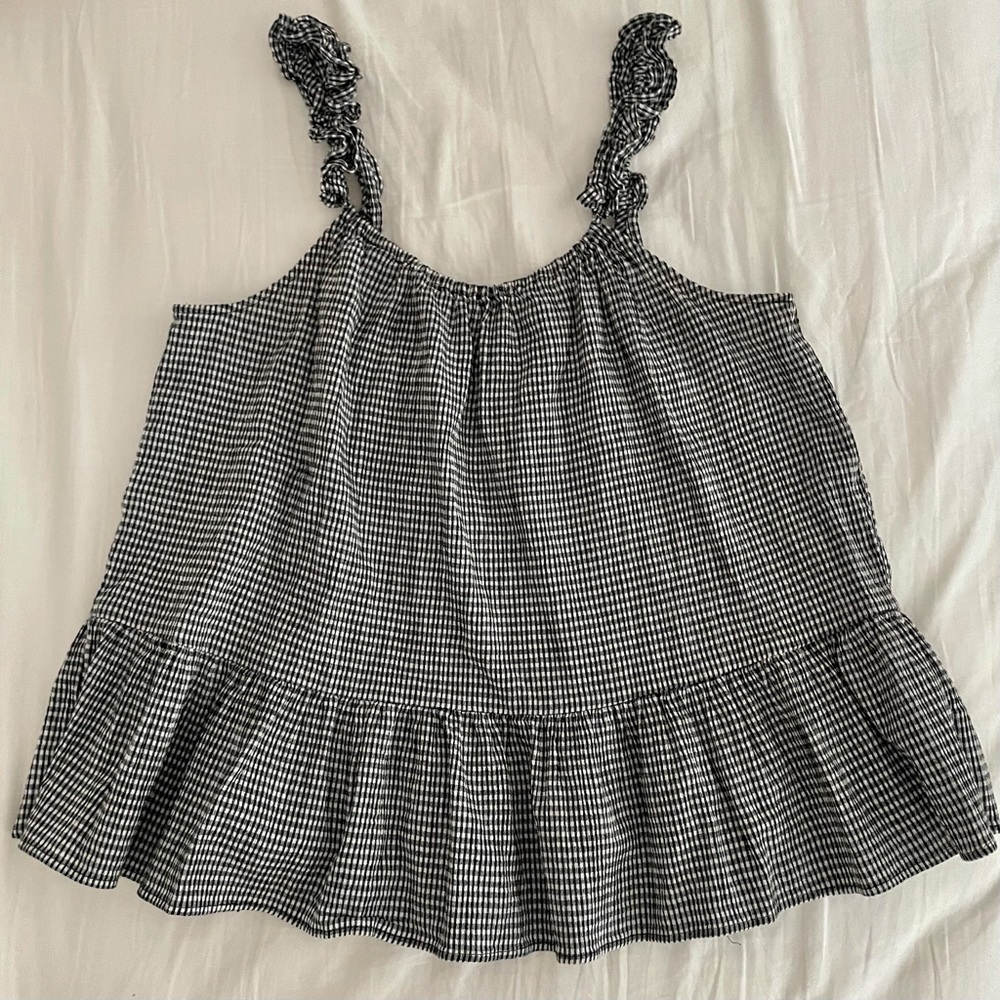 Madewell Gingham Ruffle Strap Cami